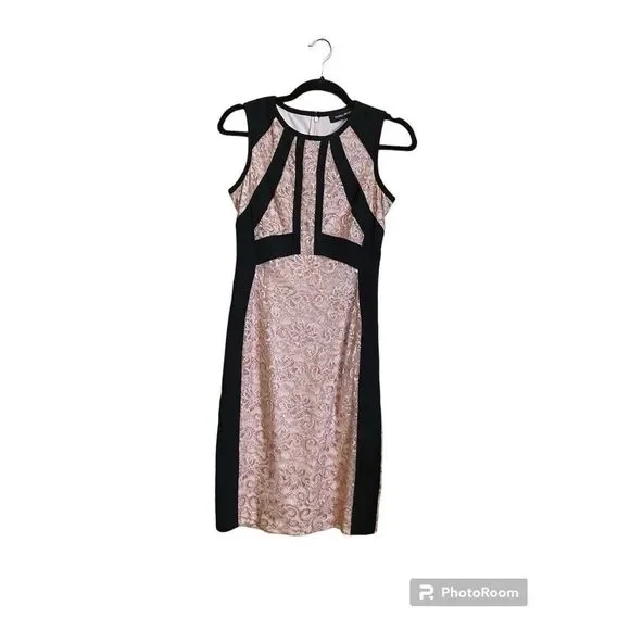 Ivanka Trump Dress Womens 2 Pink Black Sleeveless Metallic - Picture 3 of 9